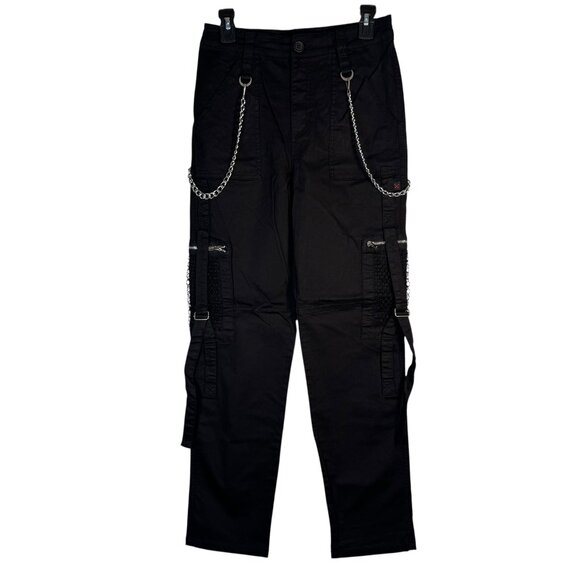 Royal Bones By Tripp Black Mesh Pocket Cargo Pants w/ Chains Zippers Hot Topic 9 - Picture 4 of 12